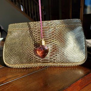 Guess GOLD Fragrance Pendant & Clutch -  Necklace Purse Makeup Bag Handbag NEW